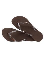 Havaianas Slim Metal Logo Thong - Dark Brown