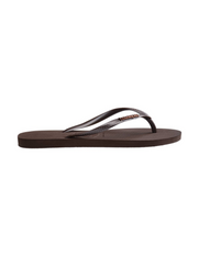 Havaianas Slim Metal Logo Thong - Dark Brown