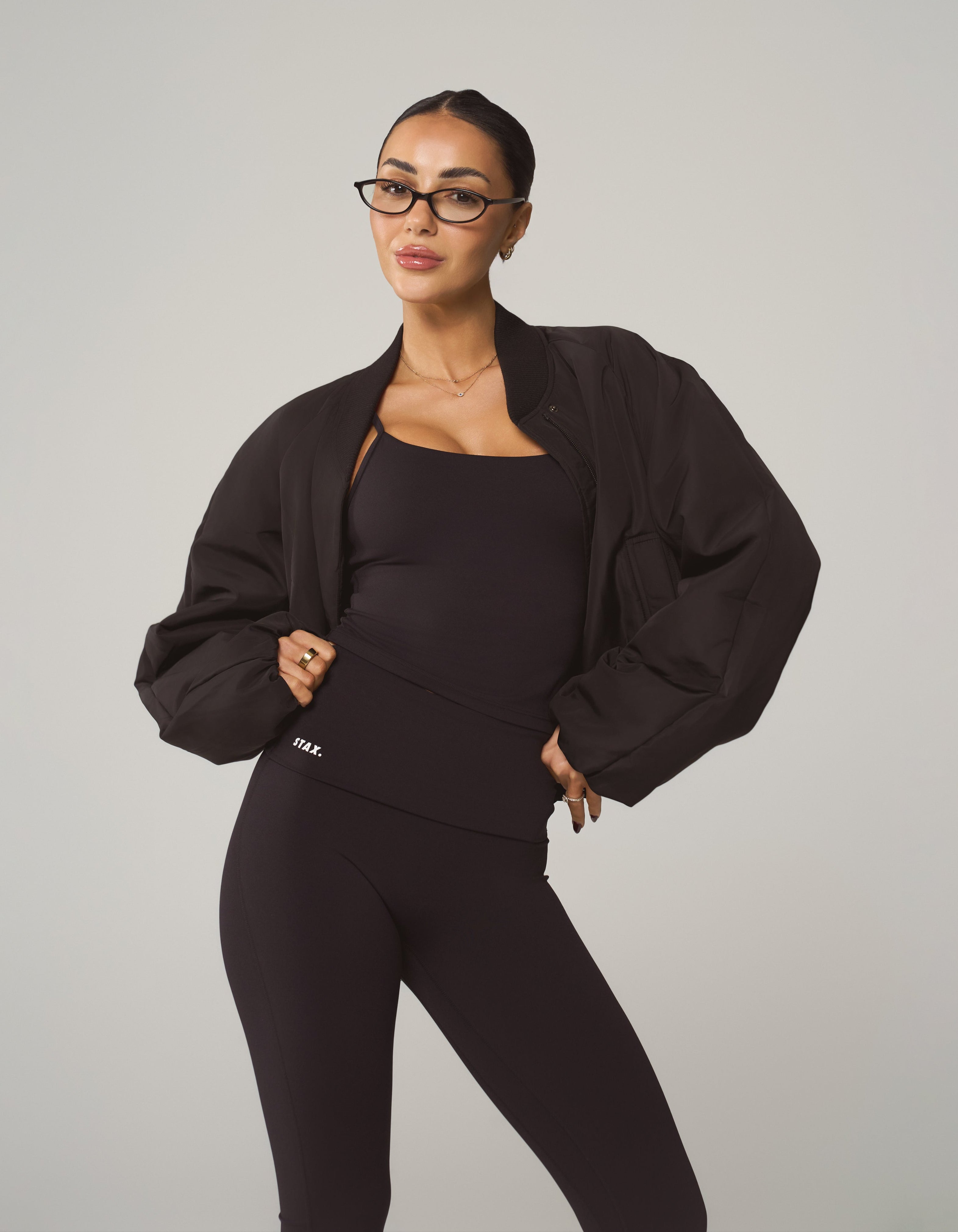 Cropped Bomber Jacket - Ink