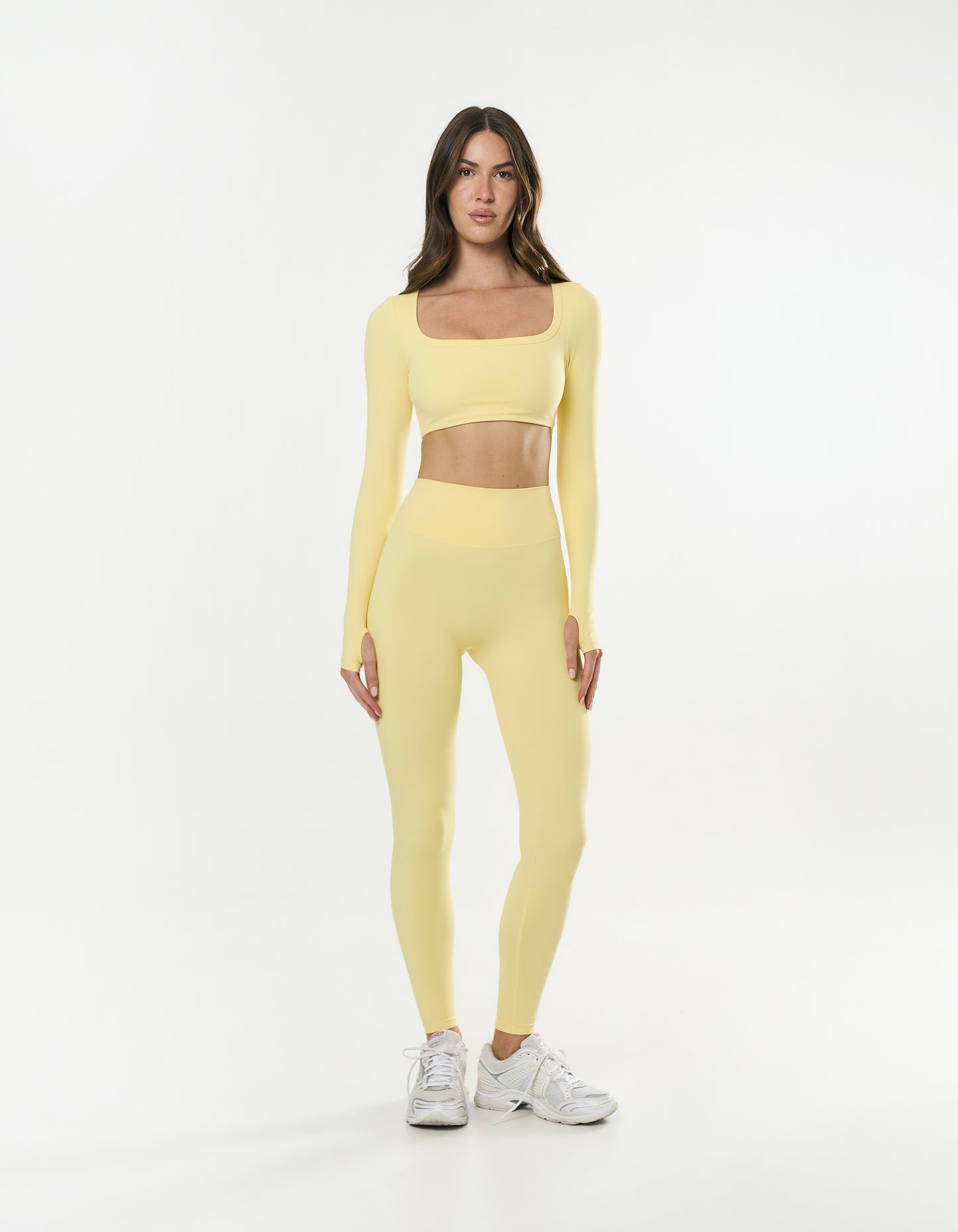 Square Neck Cropped Long Sleeve Airlyte - Limoncello