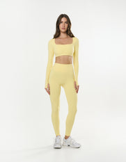 Square Neck Cropped Long Sleeve Airlyte - Limoncello