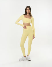 Square Neck Cropped Long Sleeve Airlyte - Limoncello