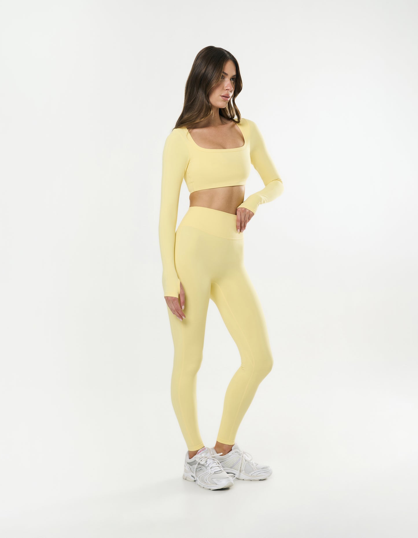 Square Neck Cropped Long Sleeve Airlyte - Limoncello