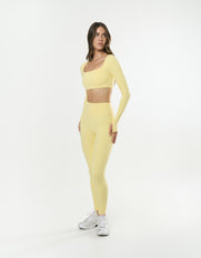 Square Neck Cropped Long Sleeve Airlyte - Limoncello