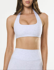 Square Neck Halter Crop Airlyte - Grey Marle