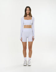 Square Neck Cropped Long Sleeve Airlyte - Grey Marle