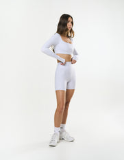 Square Neck Cropped Long Sleeve Airlyte - Grey Marle