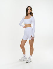 Square Neck Cropped Long Sleeve Airlyte - Grey Marle