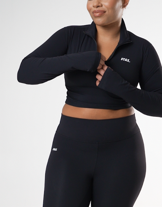Long Sleeve Zip Crop NANDEX™ - Black