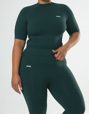 Premium Seamless High Neck Tee - Forest