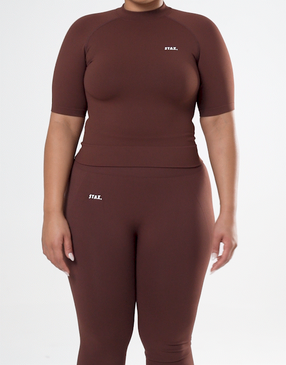 Premium Seamless High Neck Tee - Umber