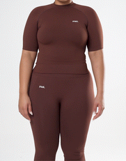 Premium Seamless High Neck Tee - Umber