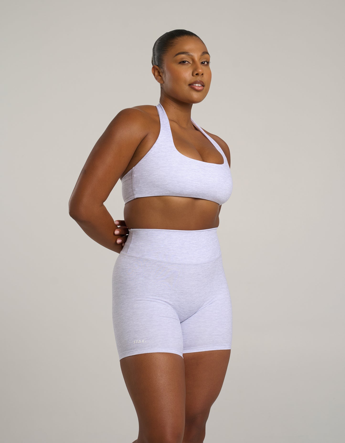 Square Neck Halter Crop Airlyte - Grey Marle