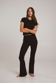 Cotton Comfort Fold Over Flare - Black