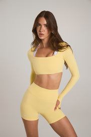 Square Neck Cropped Long Sleeve Airlyte - Limoncello