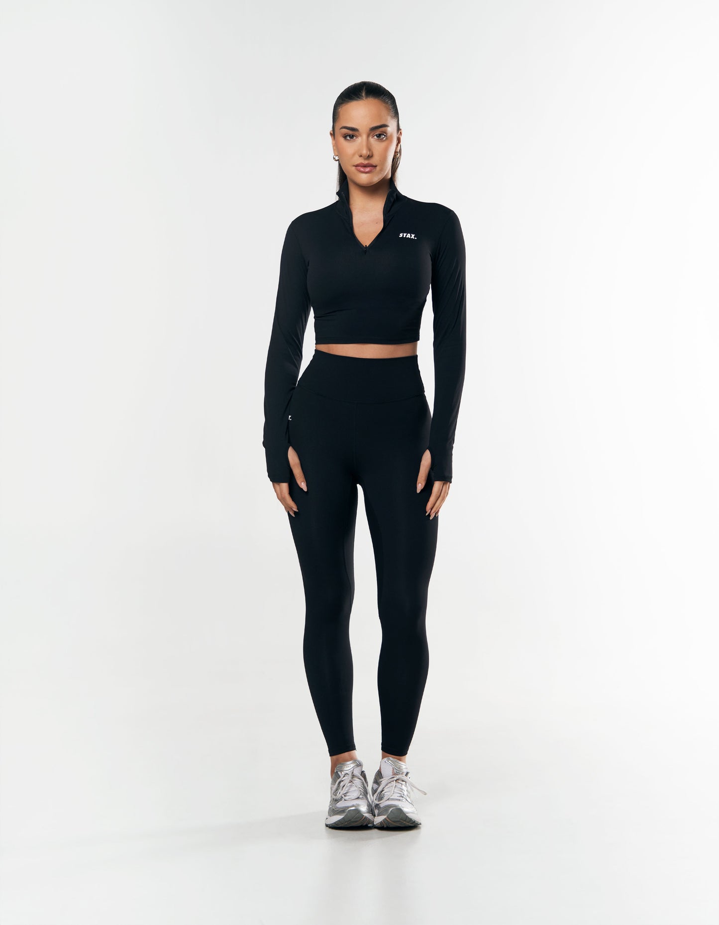 Long Sleeve Zip Crop NANDEX™ - Black