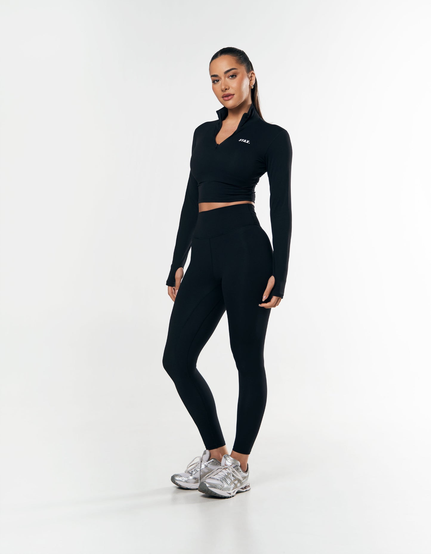 Long Sleeve Zip Crop NANDEX™ - Black