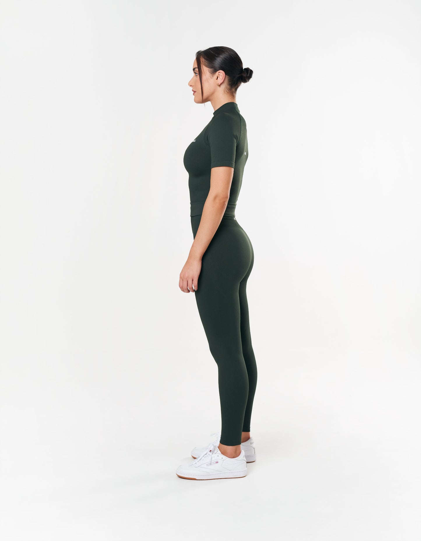 Premium Seamless High Neck Tee - Forest