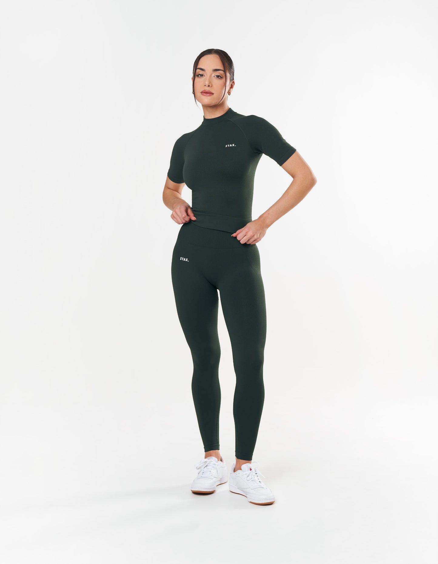 Premium Seamless High Neck Tee - Forest