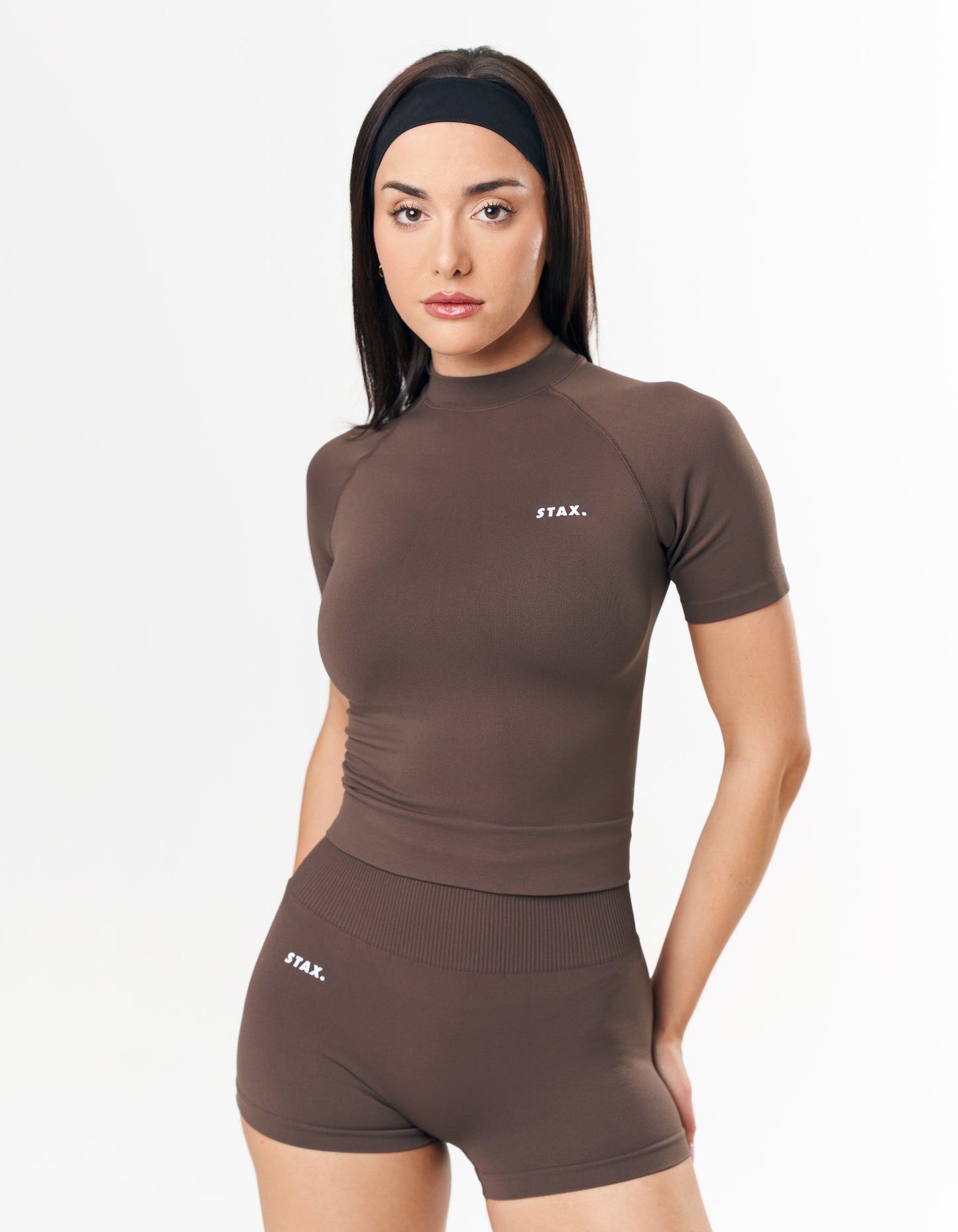 Premium Seamless High Neck Tee - Cedar