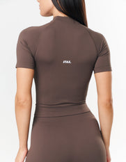 Premium Seamless High Neck Tee - Cedar