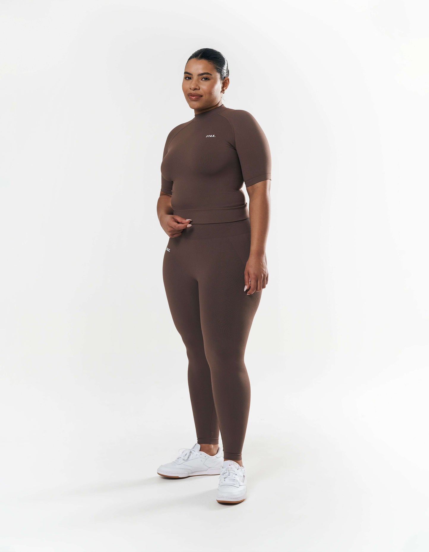 Premium Seamless High Neck Tee - Cedar