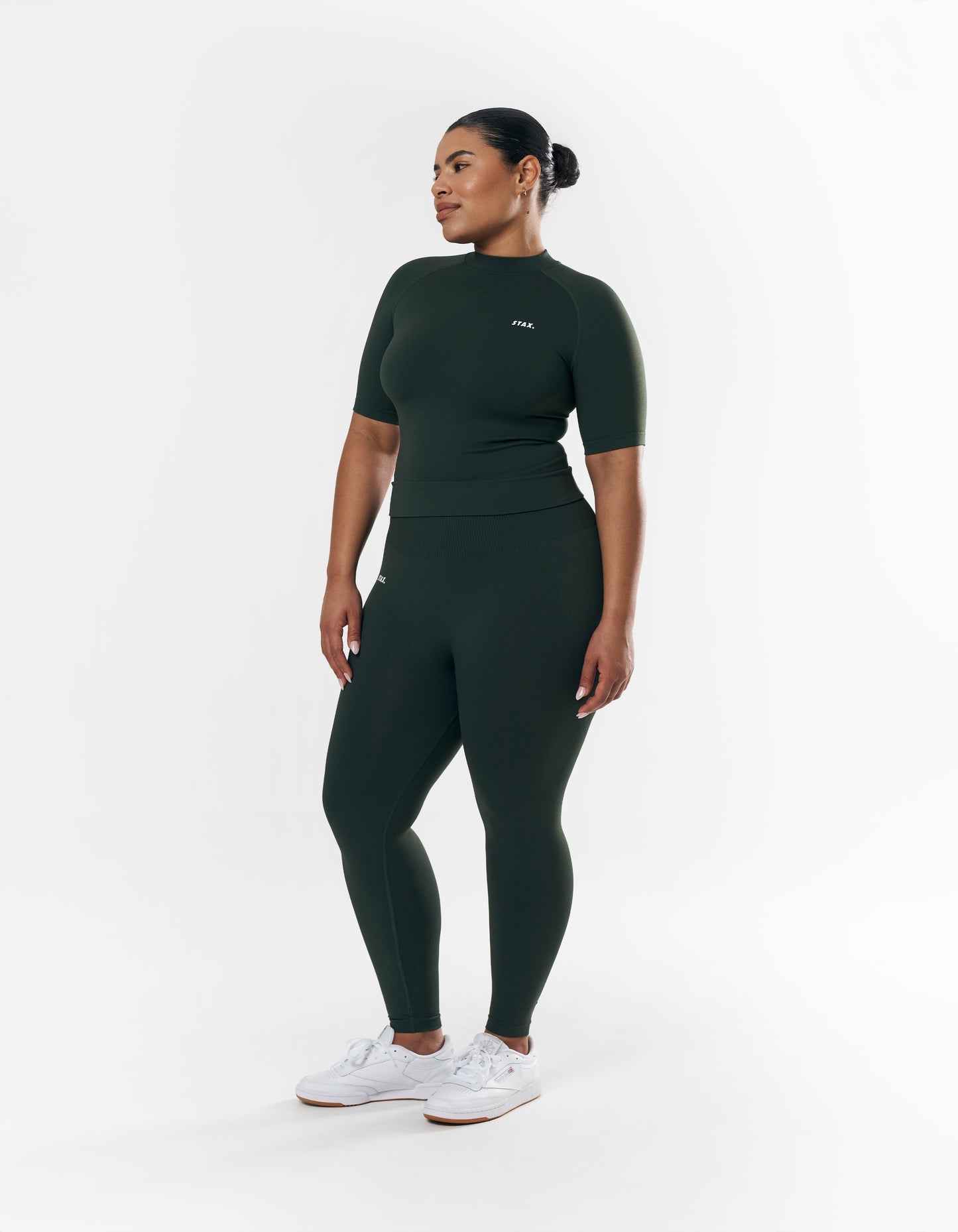Premium Seamless High Neck Tee - Forest