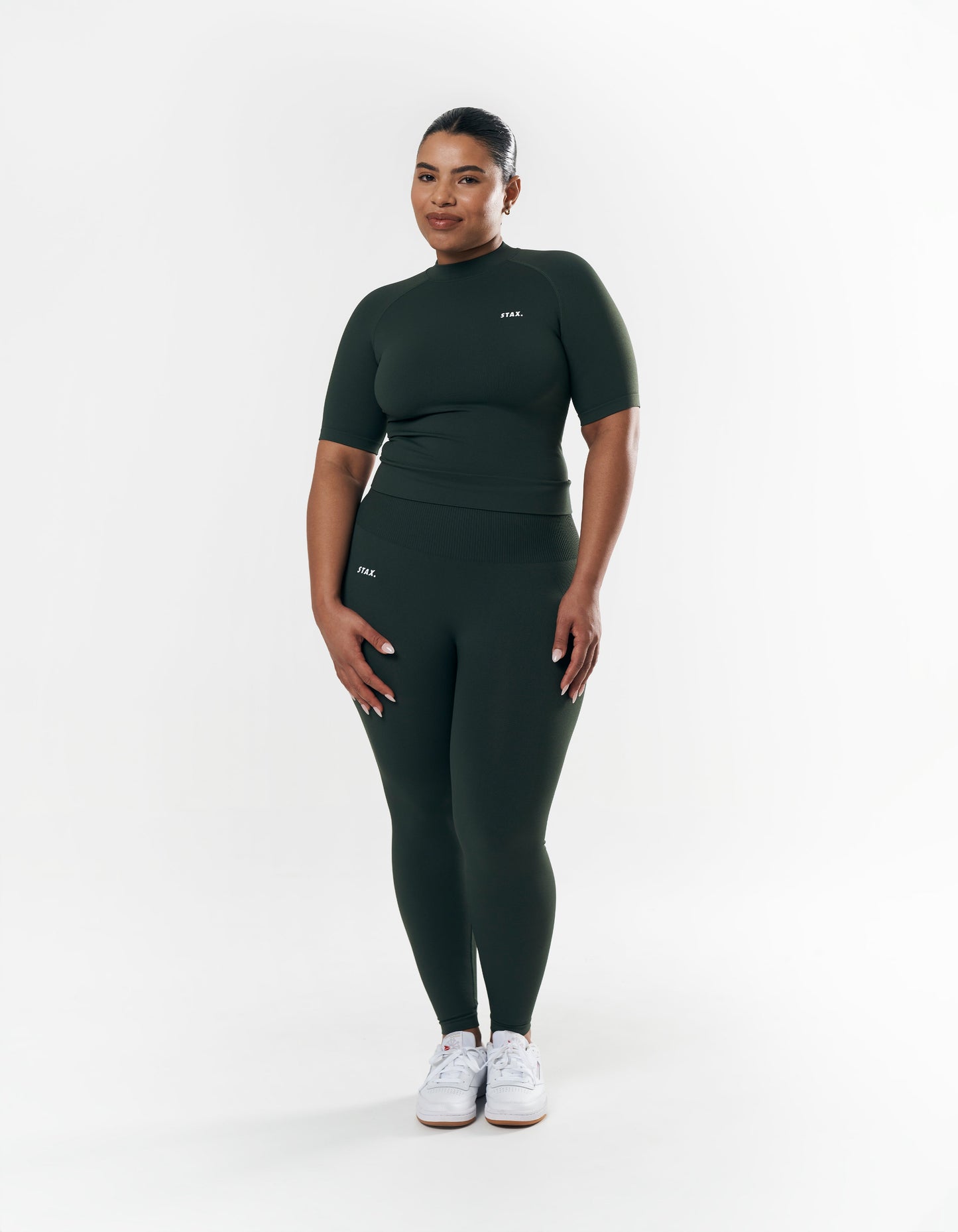 Premium Seamless High Neck Tee - Forest