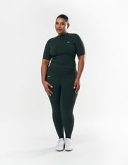Premium Seamless High Neck Tee - Forest
