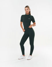 Premium Seamless High Neck Tee - Forest