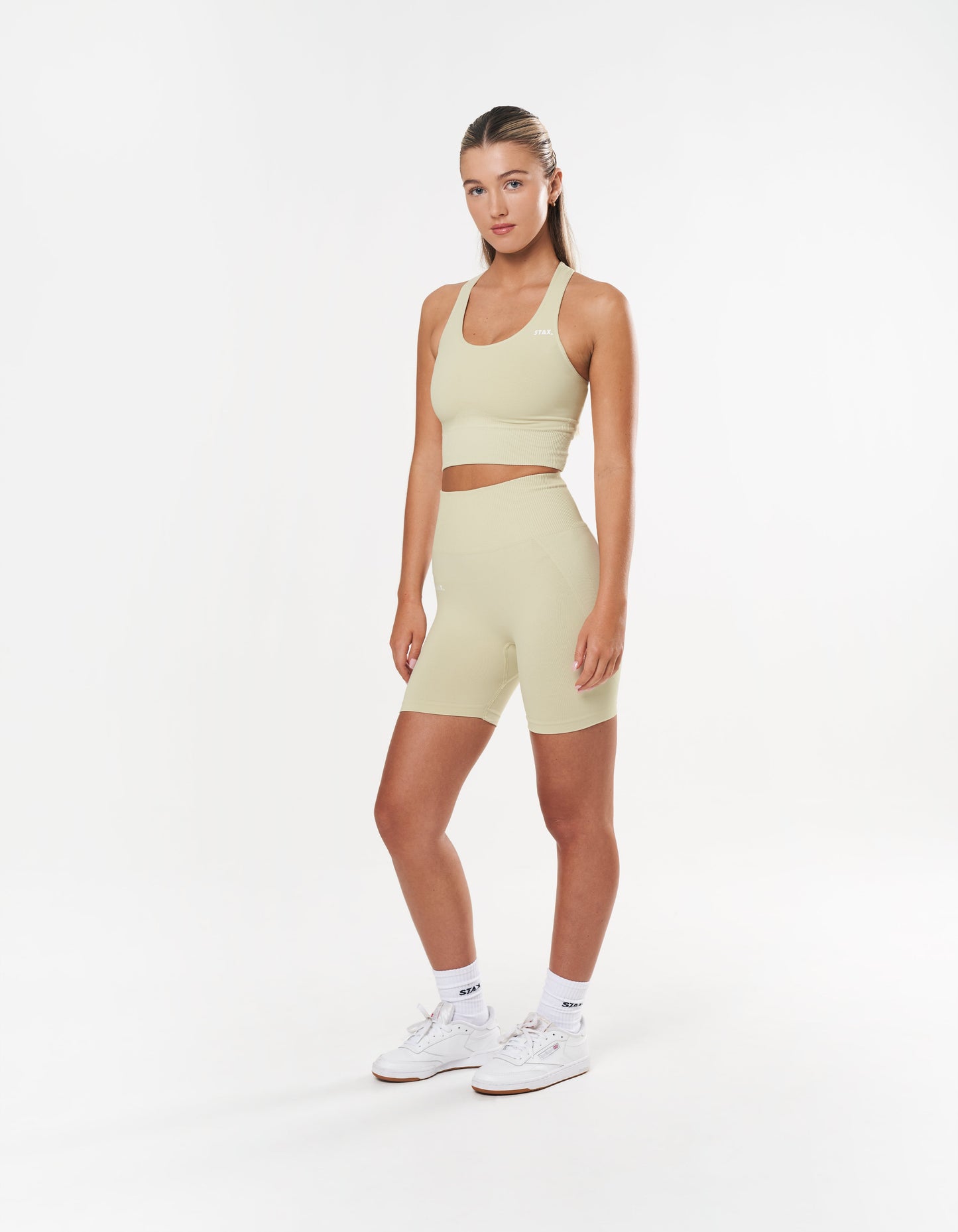 Premium Seamless Midi Bike Shorts - Vanilla Essence