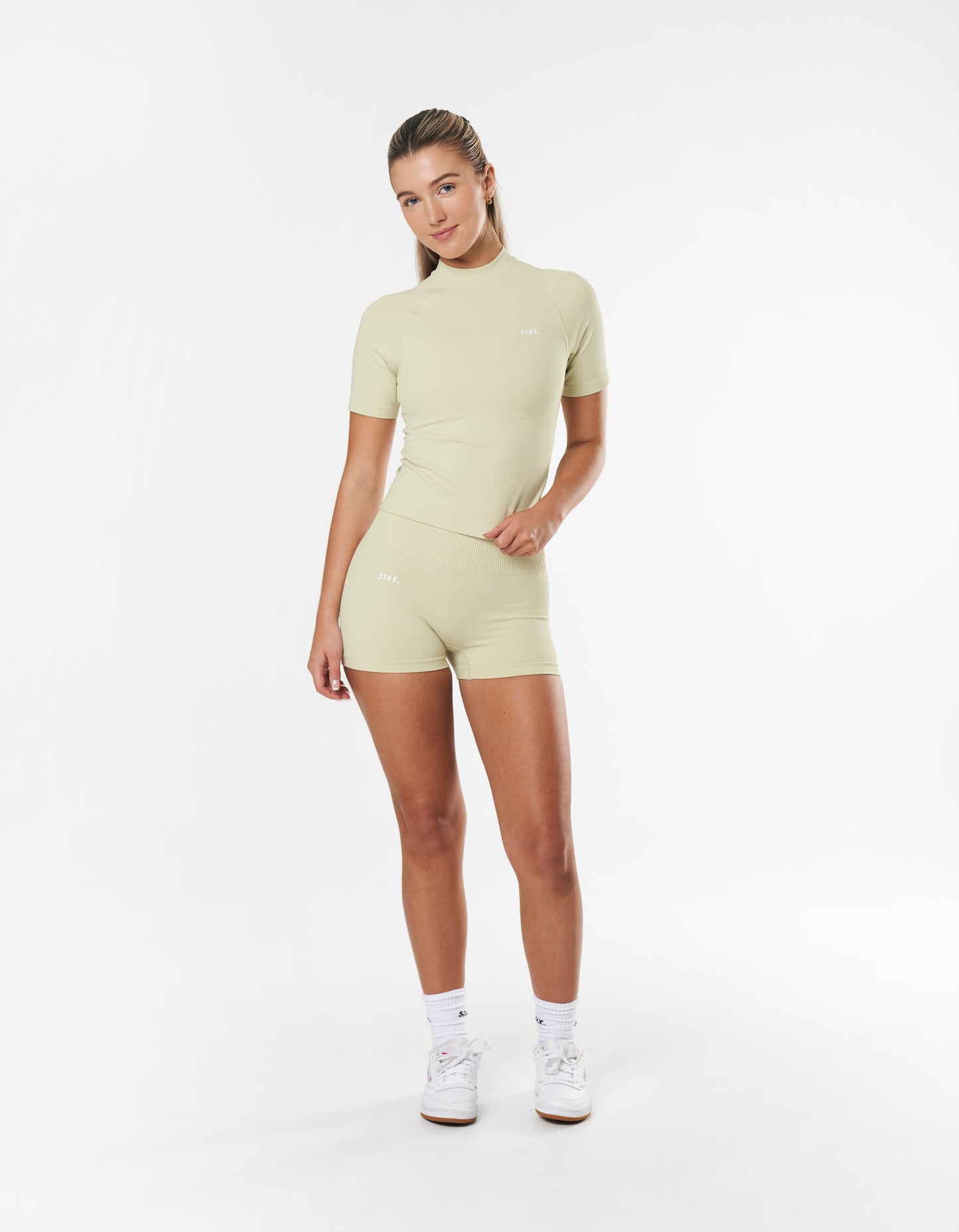 Premium Seamless High Neck Tee - Vanilla Essence