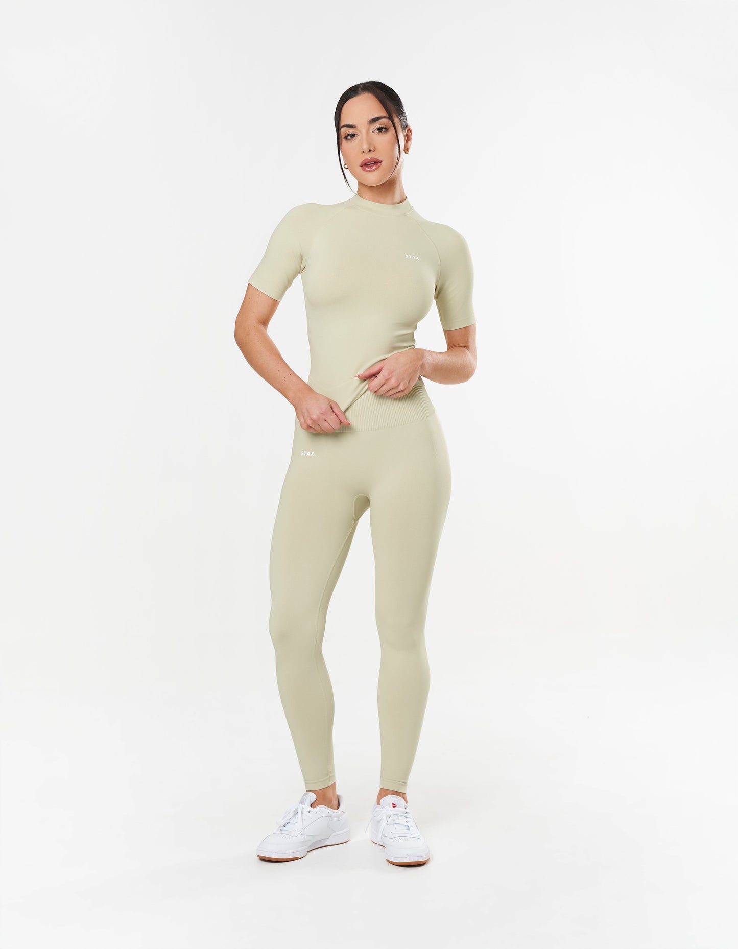 Premium Seamless High Neck Tee - Vanilla Essence