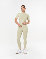 Premium Seamless High Neck Tee - Vanilla Essence