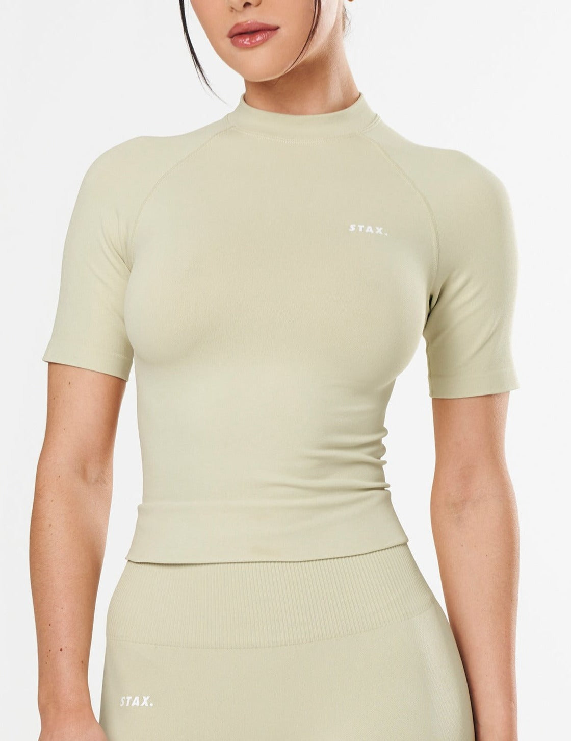 Premium Seamless High Neck Tee - Vanilla Essence