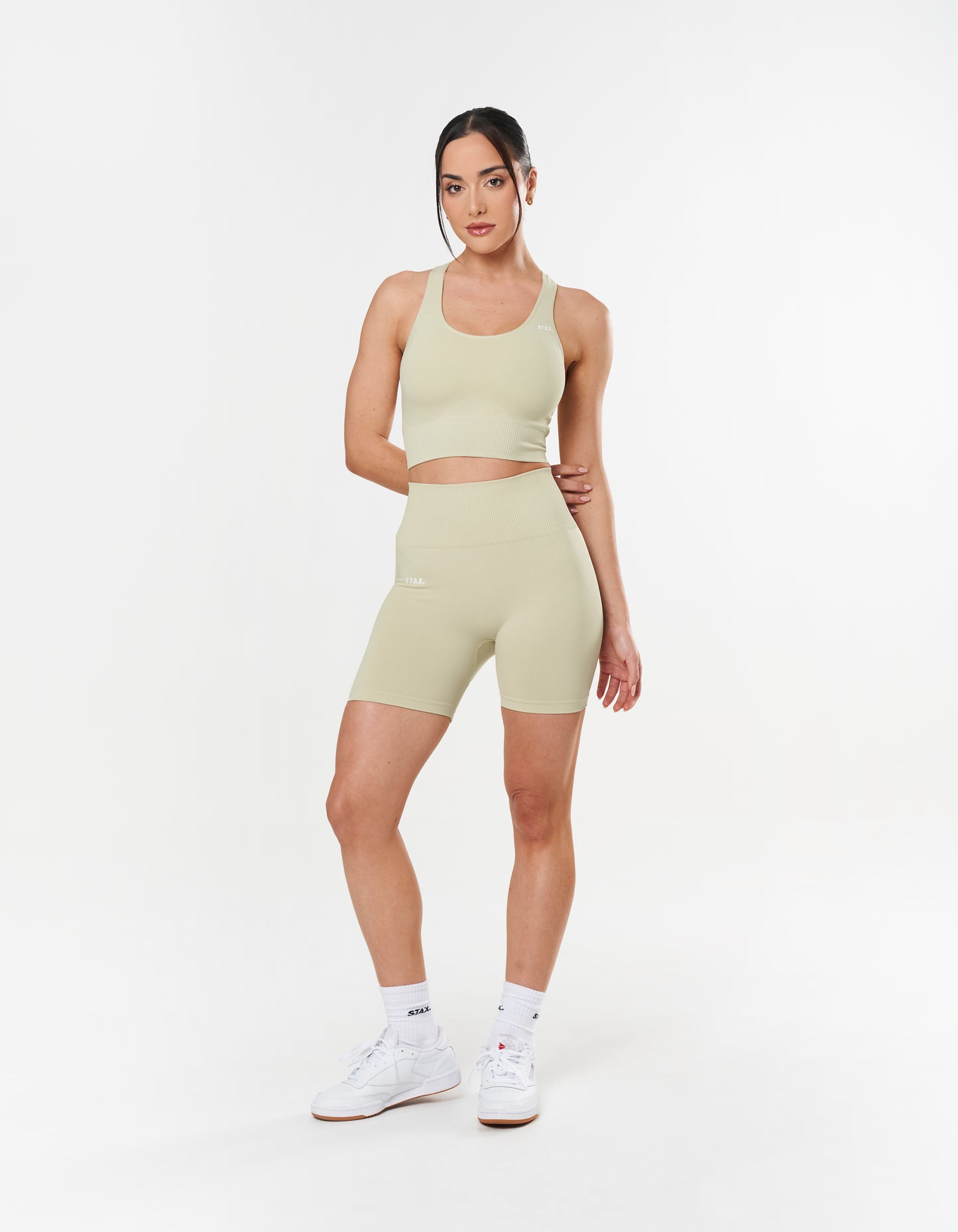 Premium Seamless Midi Bike Shorts - Vanilla Essence