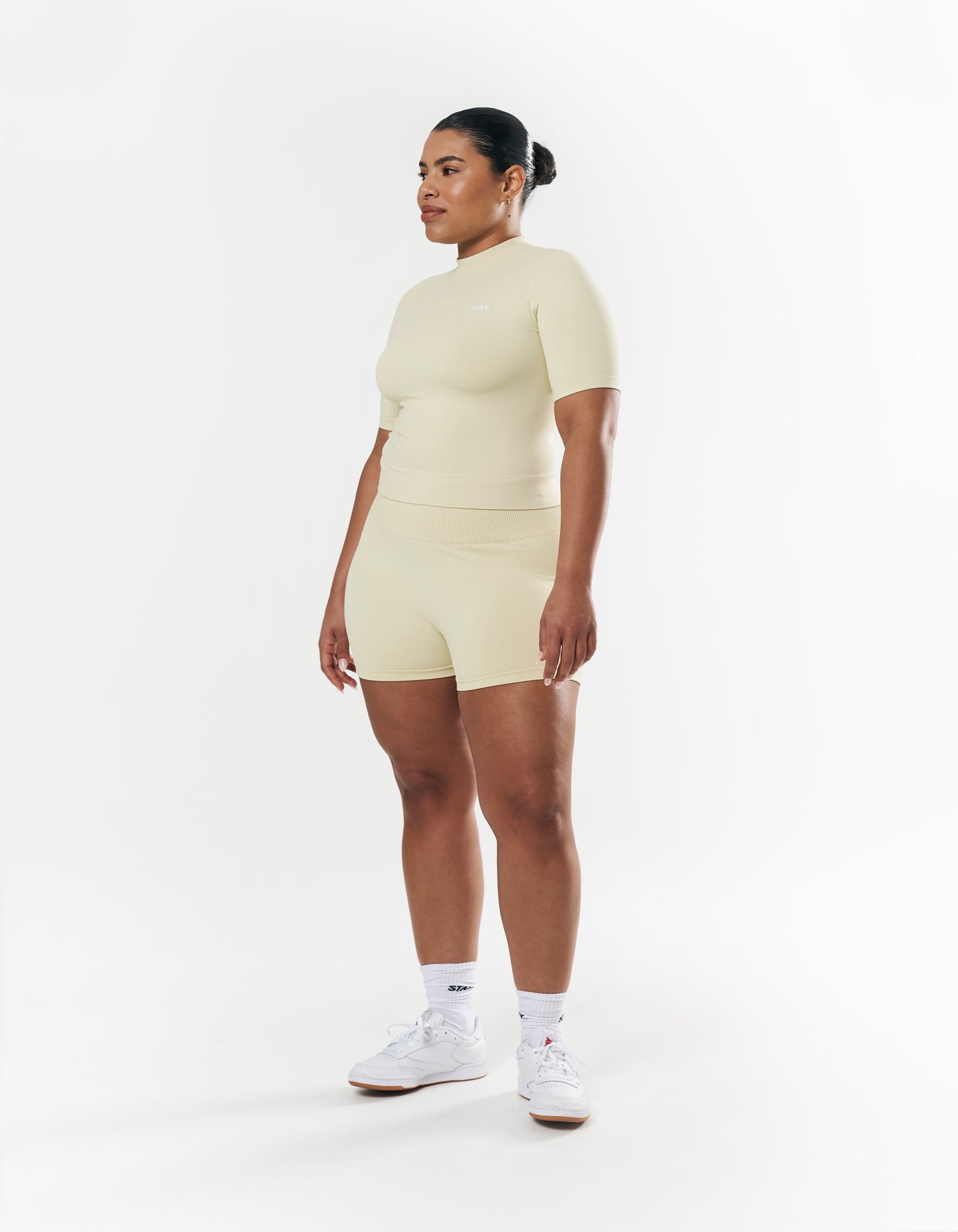 Premium Seamless High Neck Tee - Vanilla Essence