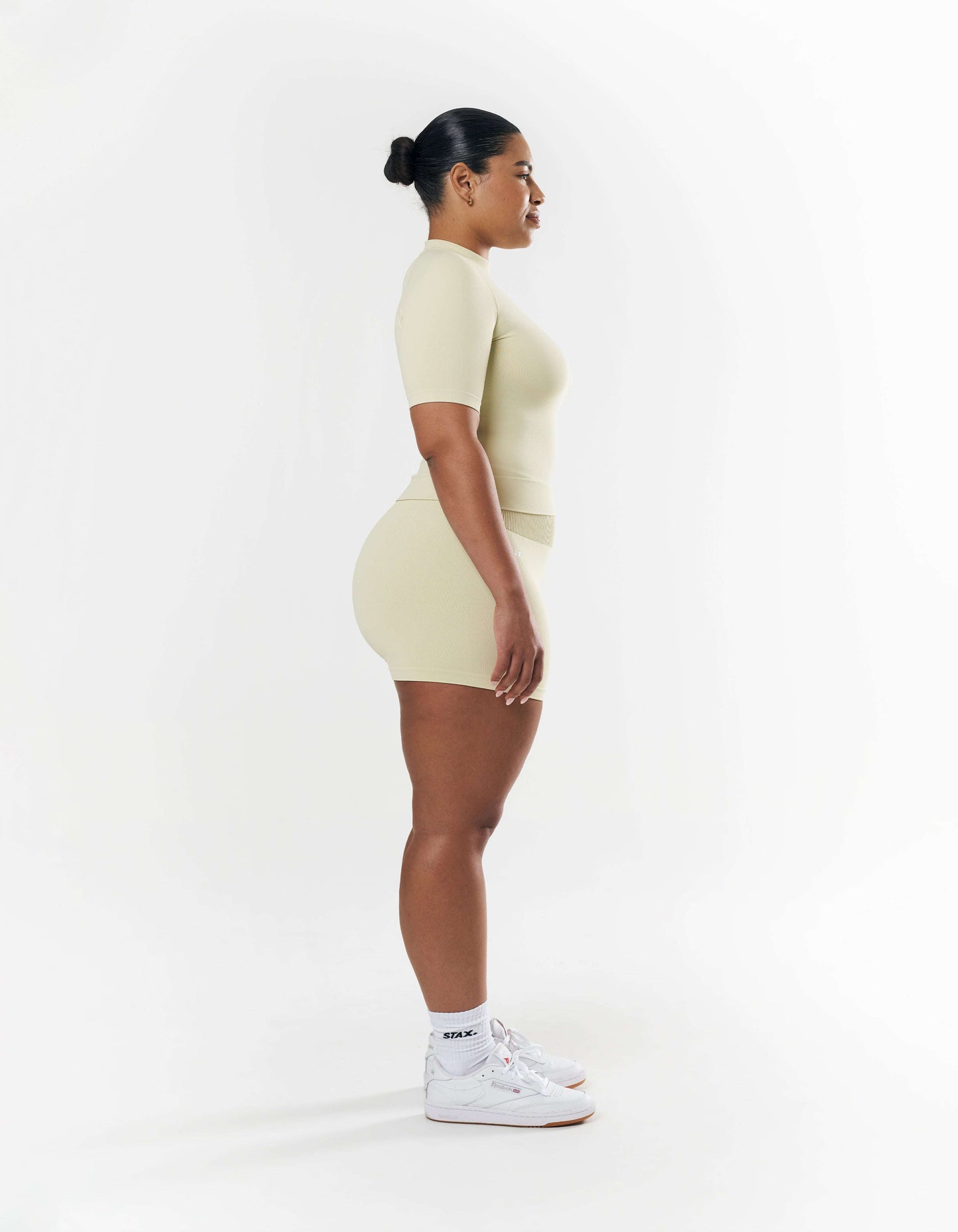 Premium Seamless High Neck Tee - Vanilla Essence