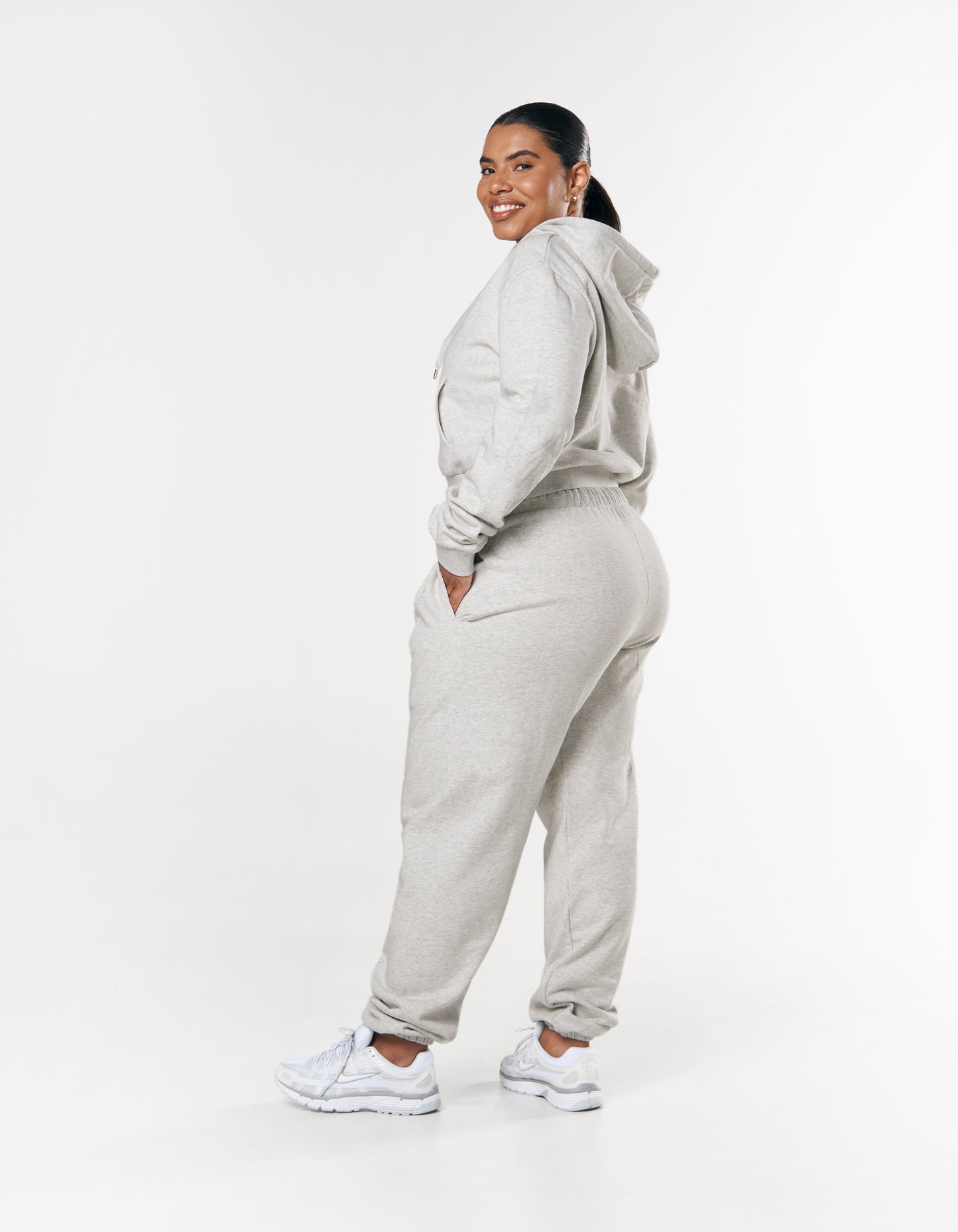 Essential Cropped Zip - Grey Marle