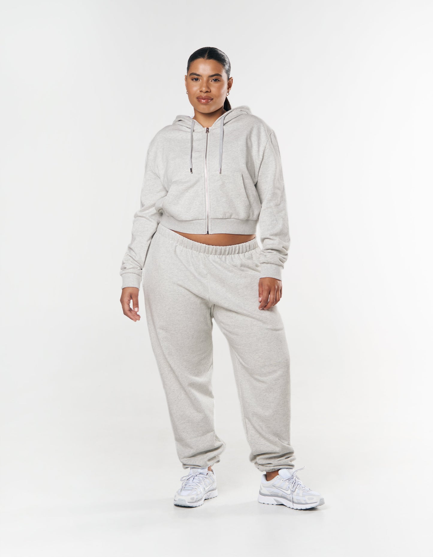 Essential Cropped Zip - Grey Marle