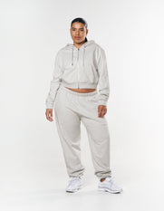Essential Cropped Zip - Grey Marle