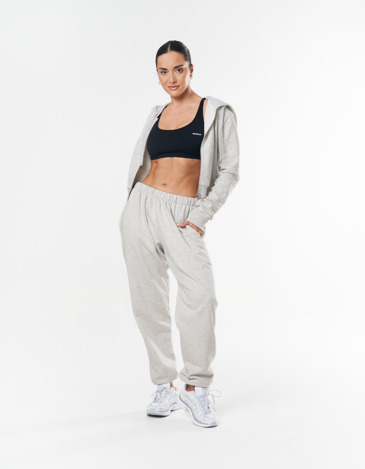 Essential Cropped Zip - Grey Marle