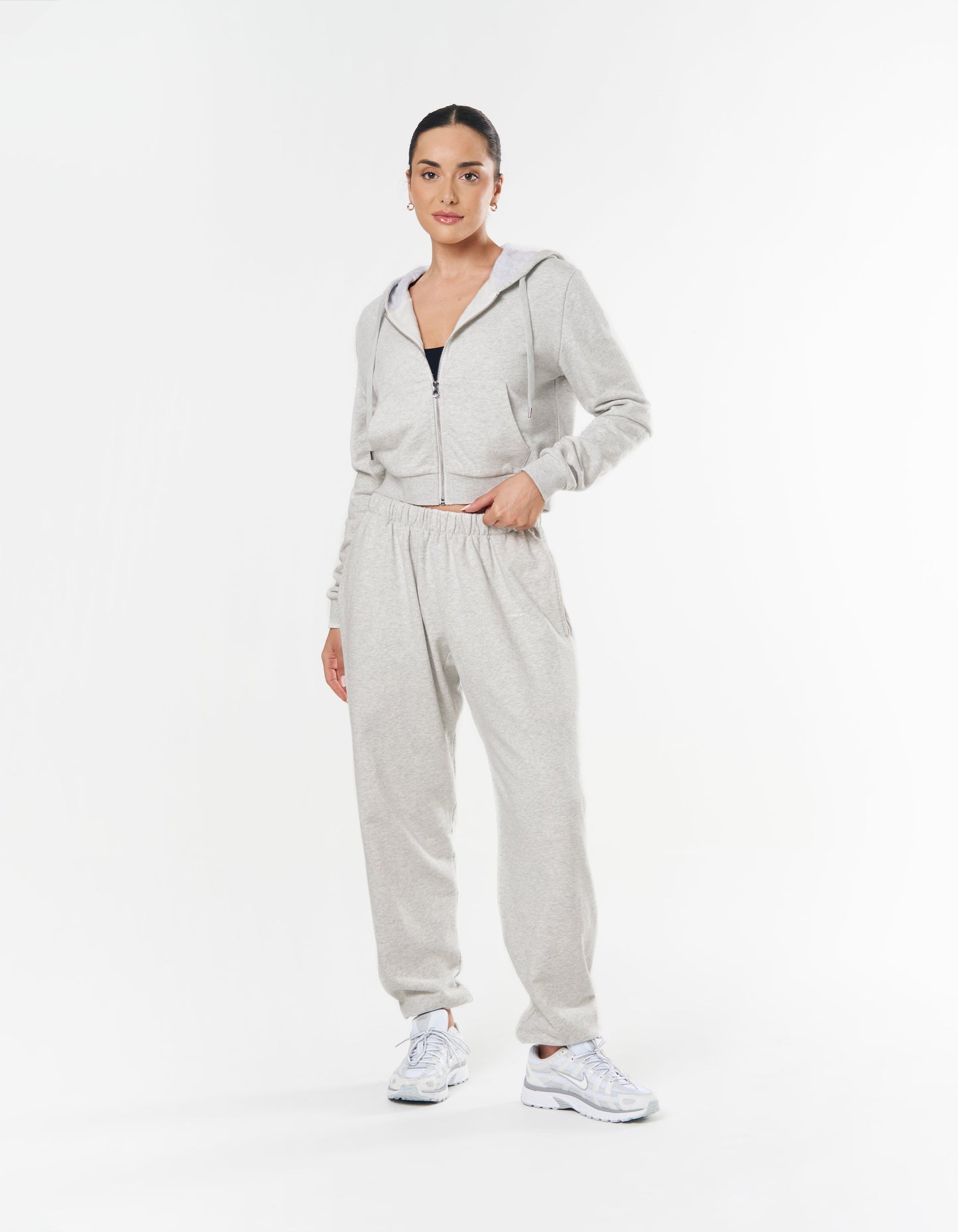 Essential Cropped Zip - Grey Marle