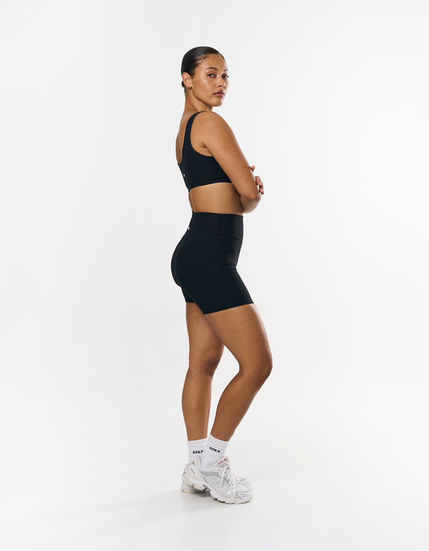 Active Rib Midi Bike Shorts - Black