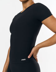 Active Rib Fitted Tee - Black