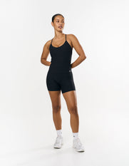 Active Rib Strappy Singlet - Black