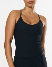 Active Rib Strappy Singlet - Black