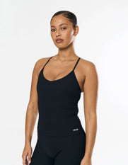 Active Rib Strappy Singlet - Black