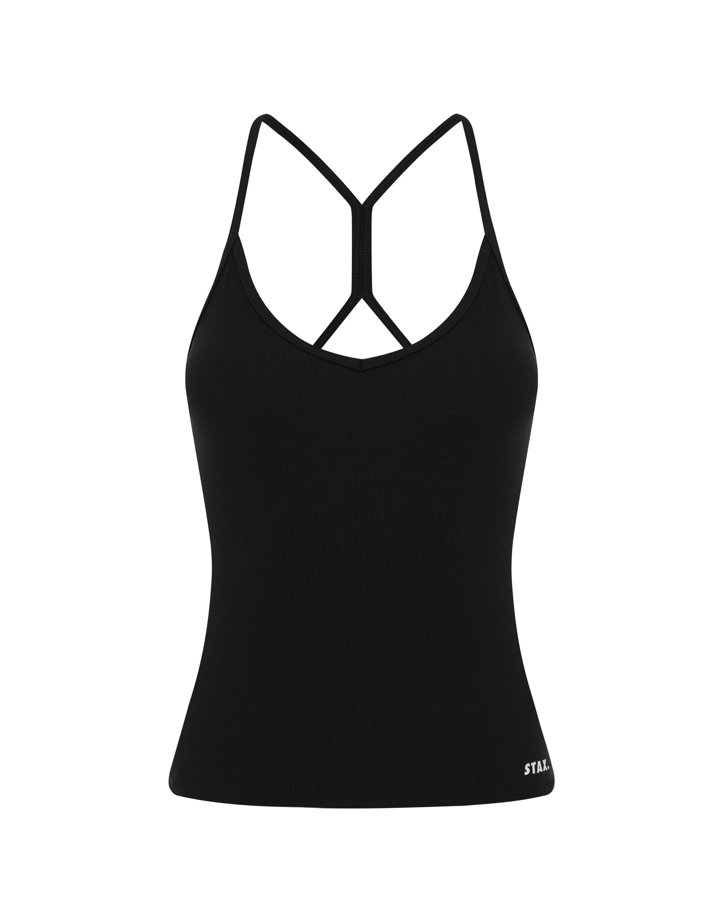 Active Rib Strappy Singlet - Black