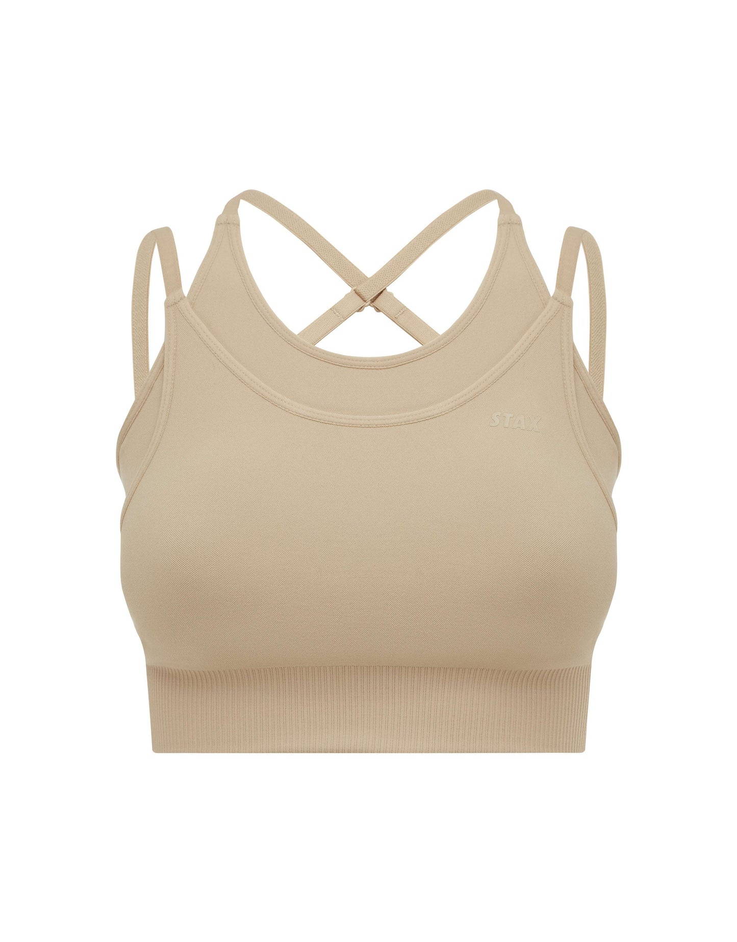 Premium Seamless Layered Crop - Taupe
